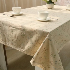 Nuevo lino y algodón mantel punto flor patrón LACE Edge mesa rectangular de tela textil hogar ali-11785322